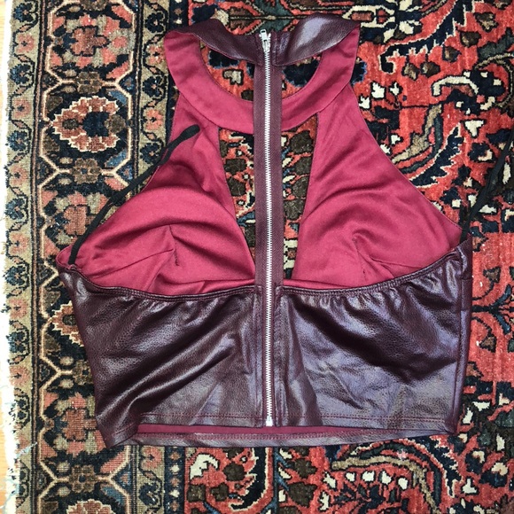 Faux Leather Snake Print Crop Top - Picture 5 of 6